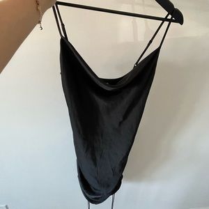 Aritzia Black Mini Satin Dress with Adjustable Straps